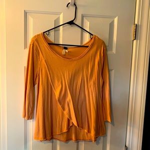 Free people burnt orange t shirt with 3/4 sleeves